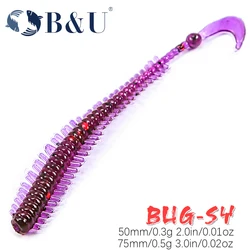 B&U BUGSY Worm - Gusano blando 50/65mm para lucio y bass