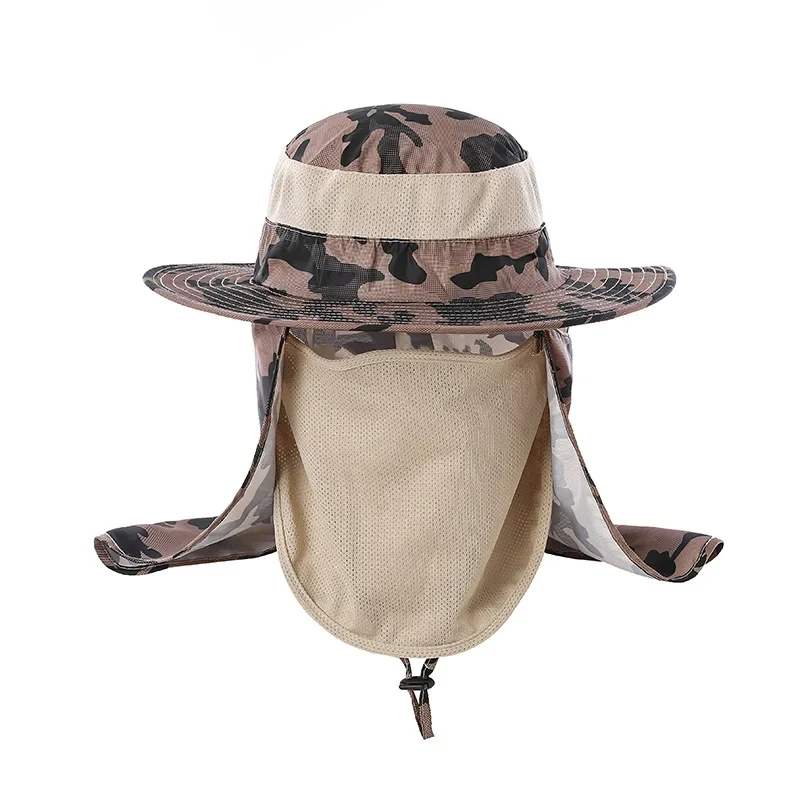 Camuflaje Sombrero Sol con cobertura de cuello extendido para protección al aire libre