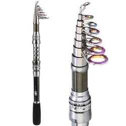 Sougayilang caña de pescar telescópica de carbono 2,1-3,3 m multifunción caña de pescar giratoria de viaje portátil aparejos de Pesca