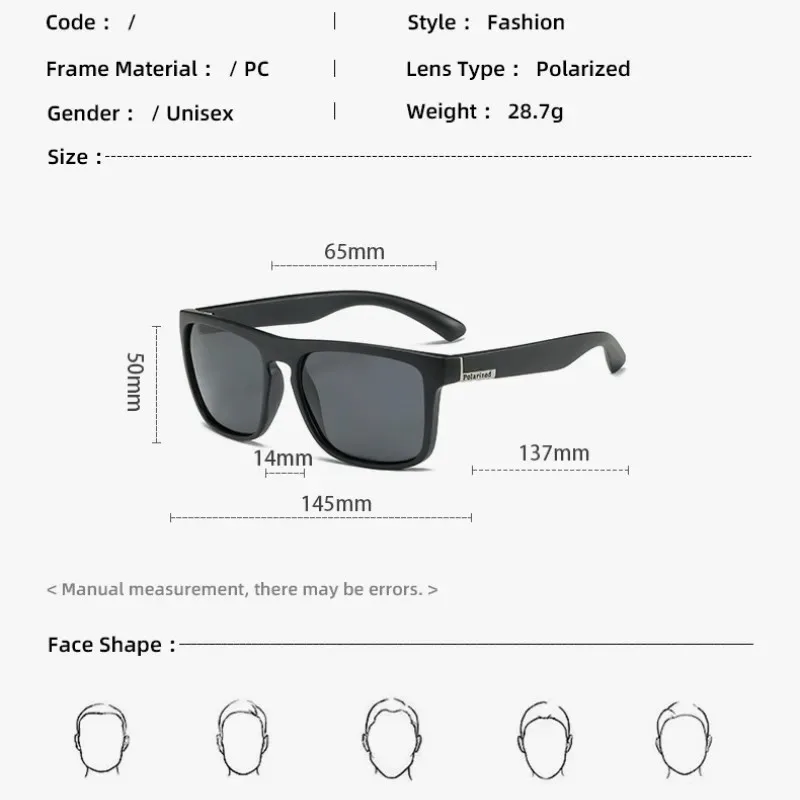 Gafas de sol de pesca polarizadas, gafas de sol cuadradas Vintage a la moda para hombres y mujeres, protección UV para exteriores, gafas antideslumbrantes - imagen 2