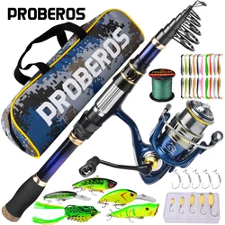 Combo de pesca Proberos caña telescópica y carrete giratorio 2500