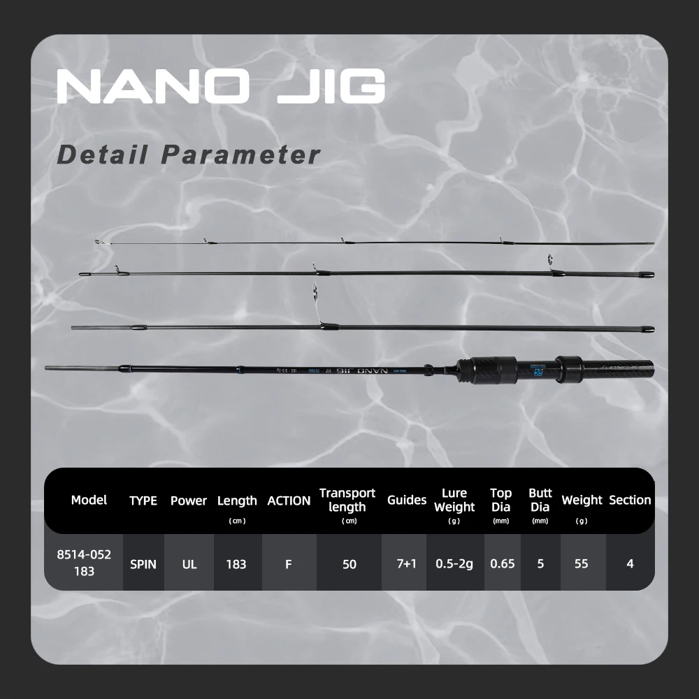 MIFINE NANO JIG caña giratoria de viaje 30T fibra de carbono UL señuelo peso 0,5-2g portátil 4 piezas punta sólida para cañas de pescar de trucha - imagen 2