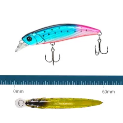 Tsurinoya 6 uds hundimiento Minnow Wobbler señuelo de pesca 60mm 6,5g Isca cebo duro de plástico Artificial aparejos de pesca Crankbait