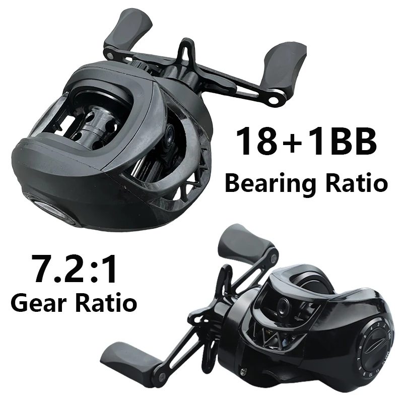 Carrete de pesca Baitcasting de lanzamiento de larga distancia, relación de engranaje 7,2: 1, carrete de Metal intercambiable para manos izquierda/derecha con sistema de freno magnético - imagen 2