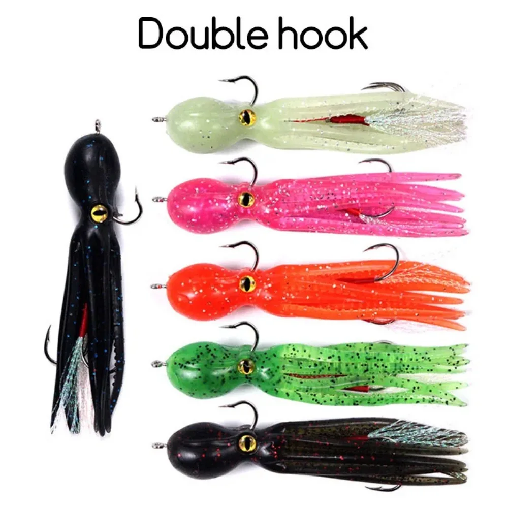 Señuelo de pesca de pulpo de silicona Artificial, cebos suaves de doble gancho, plantilla Triple, Swimbaits de pulpo que se hunden para lubina, trucha, sábalo, 22g/23g - imagen 2