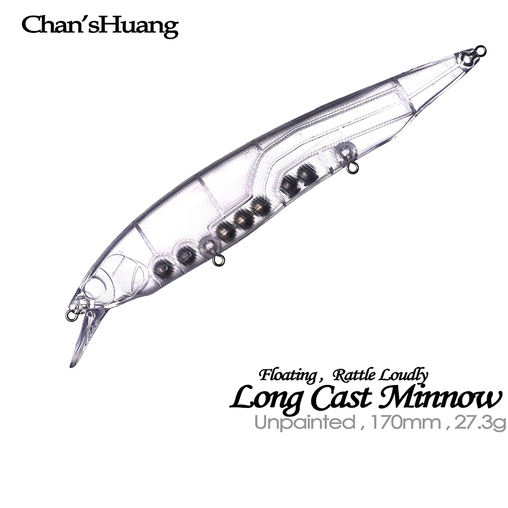 Chan'sHuang-señuelo de pesca Artificial, cebo en blanco sin pintar de 10 piezas, Rattte fuerte, 170mm, 27,3g, pistón de piscardo largo fundido en el interior, bricolaje