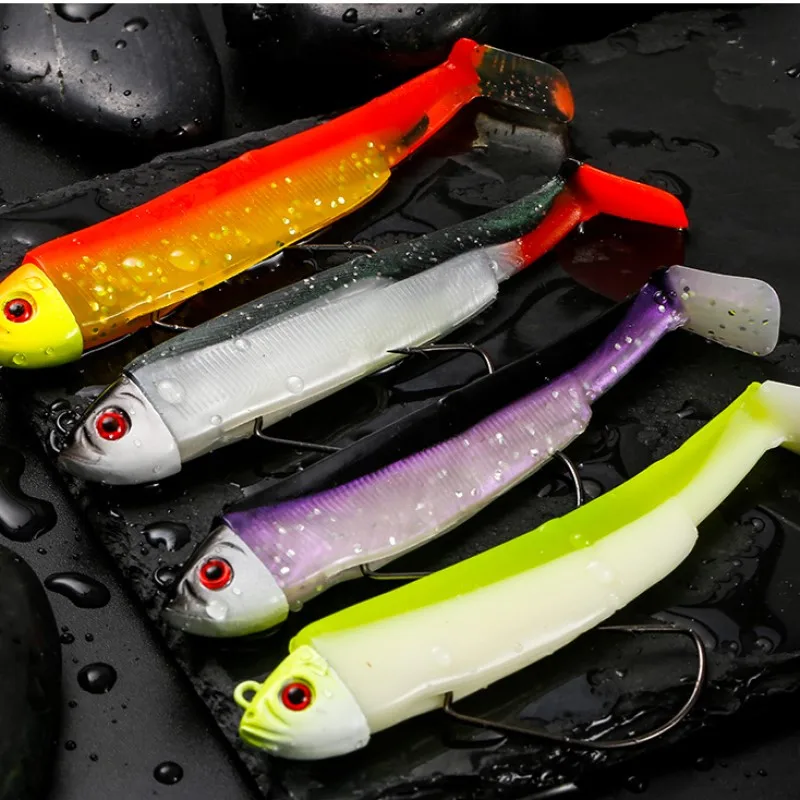 Señuelo de pesca de pececillo negro, 90mm, 15g/30g, cabeza de anzuelo, cebos de silicona, señuelos blandos, anzuelo de manivela, Jigging, Lucio, Zander, Wobbler Swimbait - imagen 2