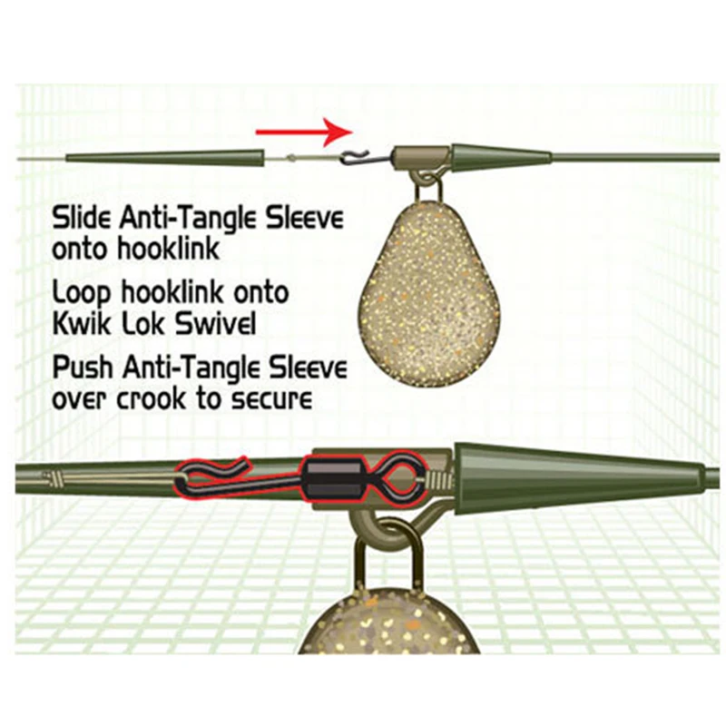PRO BEROS-Terminal de pesca con Clips de plomo y tubos de goma para cola, Kit de aparejos de pesca, Clip de salto de carpa, manga Anti enredos, 50 juegos - imagen 3