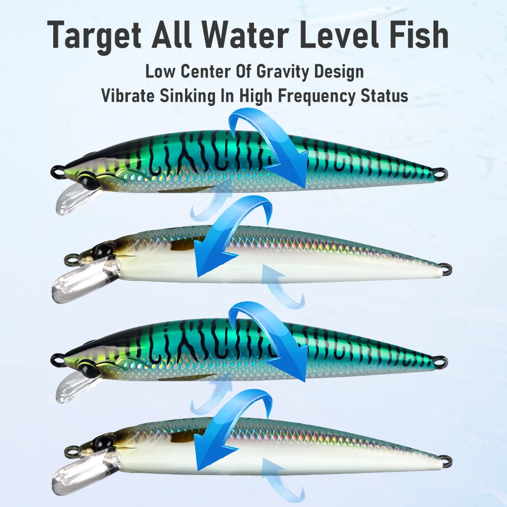 Señuelo de pesca de pececillo que se hunde en agua salada Kingdom 48 65 97g 127 142 160mm cebo Artificial de pesca de pececillo pesado señuelo de lubina de agua salada - imagen 3