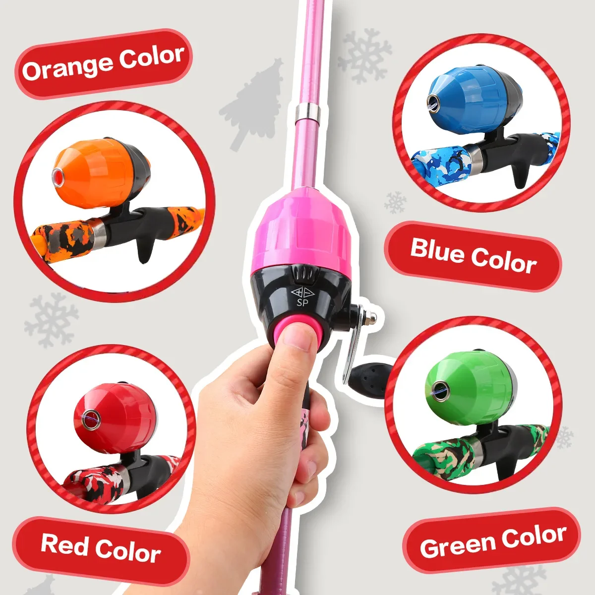 Kit de pesca infantil caña telescópica de camuflaje con carrete y red - imagen 2