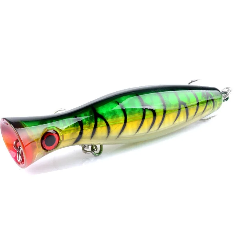 Señuelo de pesca Popper de 13cm, señuelos Popper de agua salada con anzuelo triple para Striper, atún, pez azul, pez depredador grande en alta mar - imagen 5