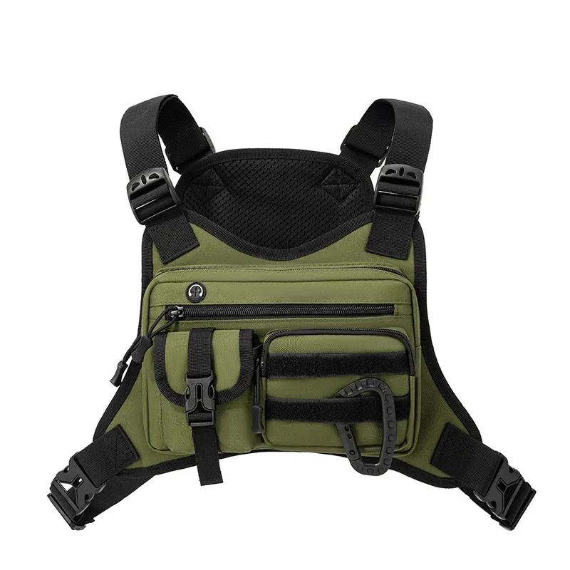 Chaleco táctico MOLLE nailon para pesca – Arnés y bolsa pecho