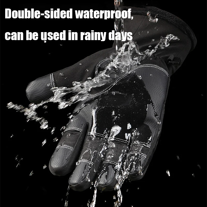 Guantes de pesca gruesos, manoplas cálidas antideslizantes, resistentes al agua, con dos dedos cortados, pantalla táctil, accesorios de pesca para invierno al aire libre, 1 par - imagen 5