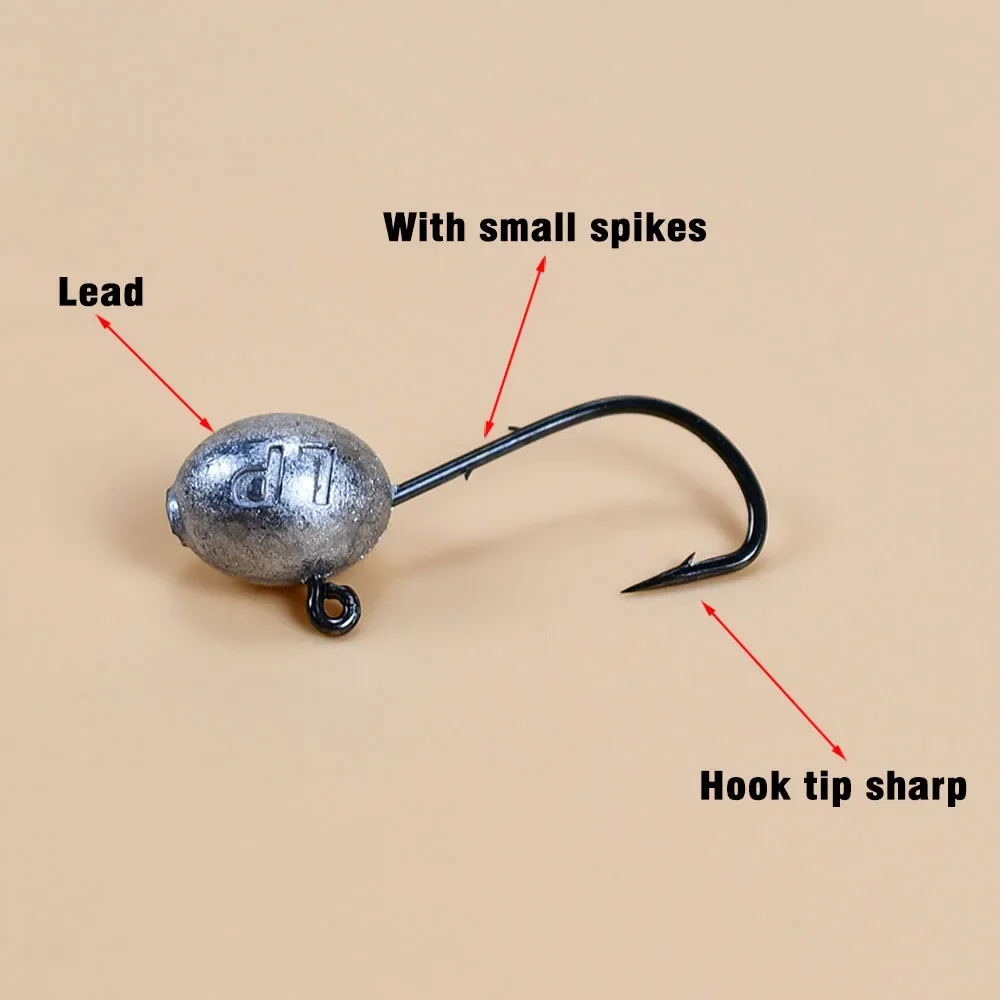 MNFT 12 unids/caja anzuelo Mustad con forma de huevo 2g 3,5g 5g 7g cabeza de plomo doble púas anzuelo para pesca en agua salada y agua dulce - imagen 4