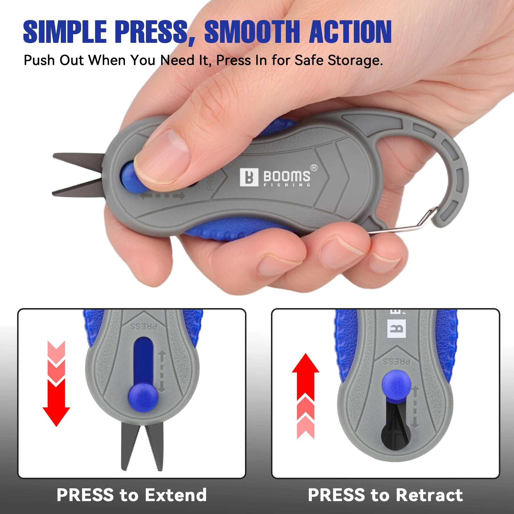 Tijeras corta trenzado Booms Fishing Mini – Acero inoxidable con bloqueo - imagen 4