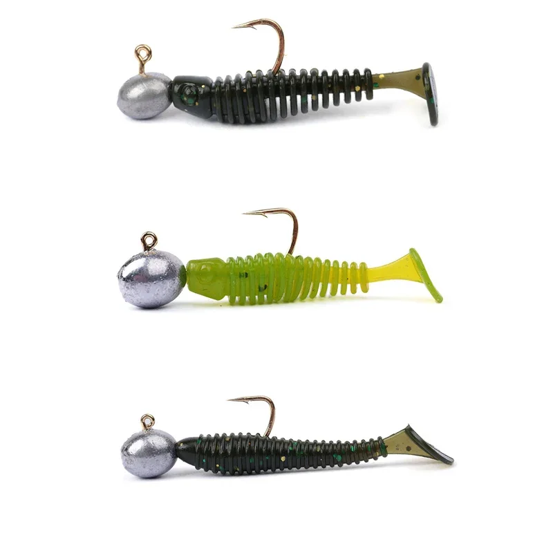 10 Uds Mini anzuelo con cabeza de anzuelo Rockfish, anzuelo con cabeza de plomo expuesta, anzuelo de púas, señuelo de gusano suave para trucha, anzuelo de pesca, aparejos de pesca - imagen 5
