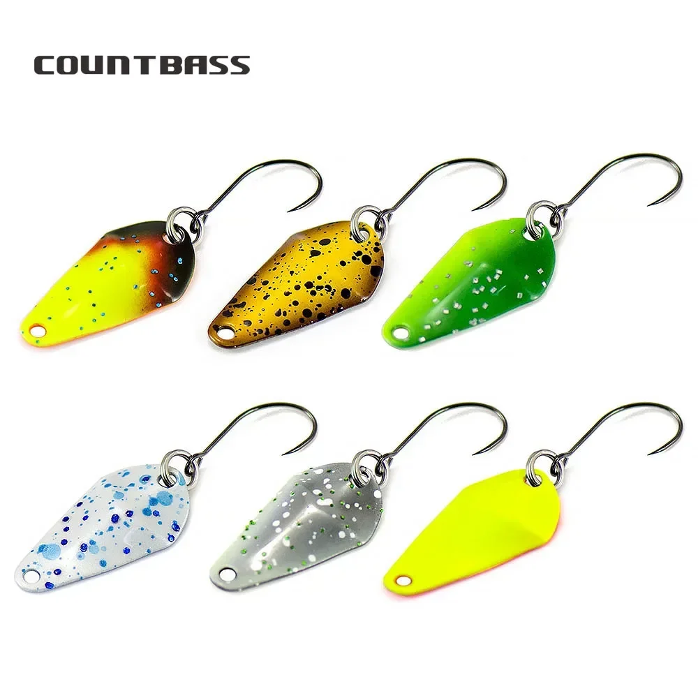 COUNTBASS 6 uds cucharas de fundición 3/64oz 1,5g con anzuelo sin púas salmón trucha Lucio lubina Metal latón Señuelos de pesca - imagen 2