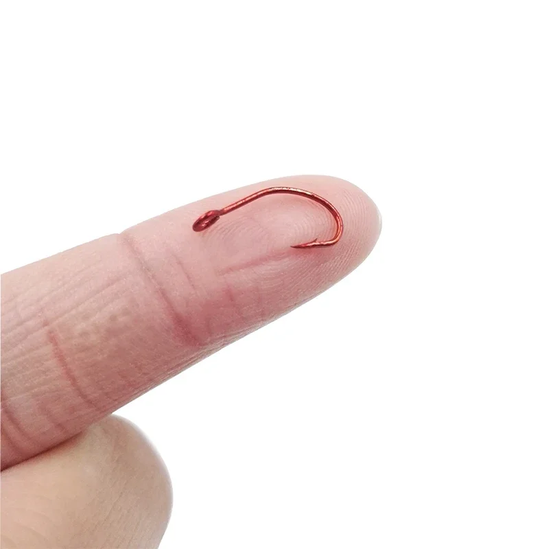 20 piezas de pesca de acero rico en carbono, anzuelo individual rojo para señuelo, cuchara, carpa, anzuelo afilado, anzuelo de pesca con anillo, anzuelos, aparejos de pesca