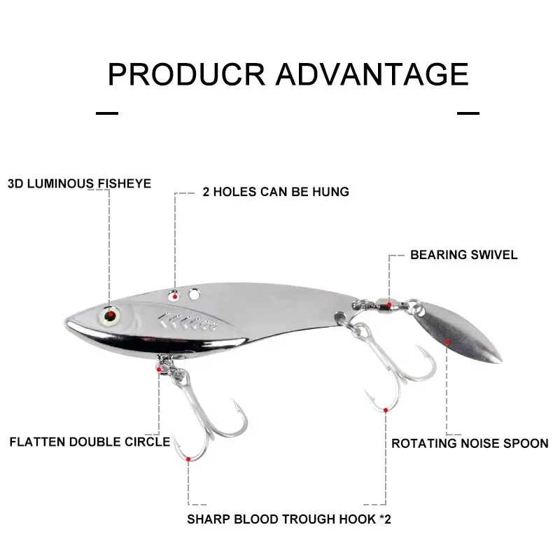 BURLE-señuelo largo de aleación de Zinc para agua dulce y salada, cebo VIB de Metal, 5g-30g - imagen 3