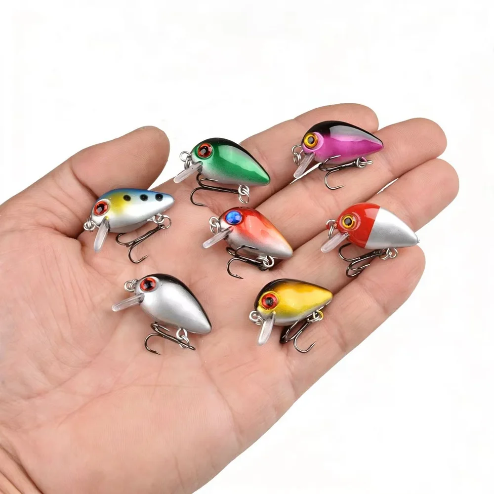 1 Uds Mini señuelo de pesca con manivela Wobblers 3cm 1,6g Crankbait Isca cebo Artificial 3D Eye Bass Pike Jerkbait pesca aparejos de pesca - imagen 3