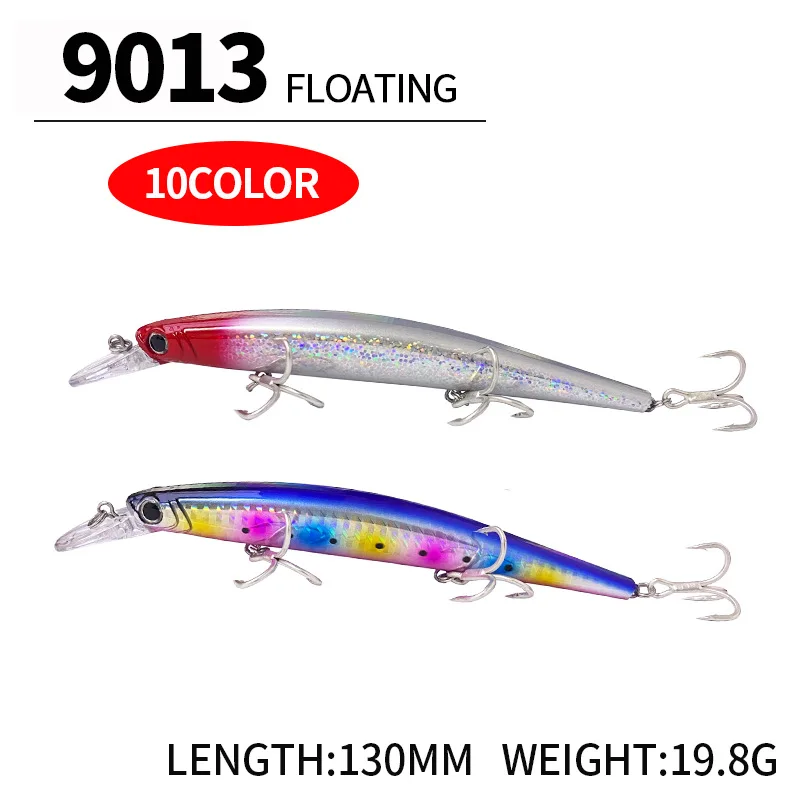 Cebo Minnow 130mm/19,8g cebo de pesca flotante pesca en el mar señuelo duro cebo falso señuelo biomimético trae tres anzuelos - imagen 2