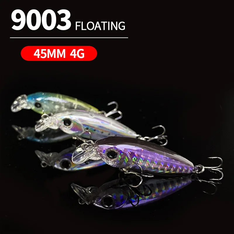 Señuelo de pesca con ojos 3D, 1 Uds., 4,5 cm, 4g, Mini pececillo, cebo duro Artificial, Crankbait, aparejos de pesca flotantes - imagen 4