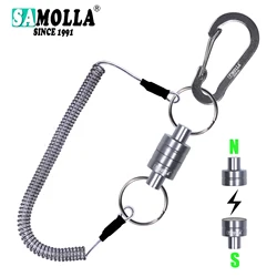 Mosquetón magnético con liberación rápida y cordón espiral