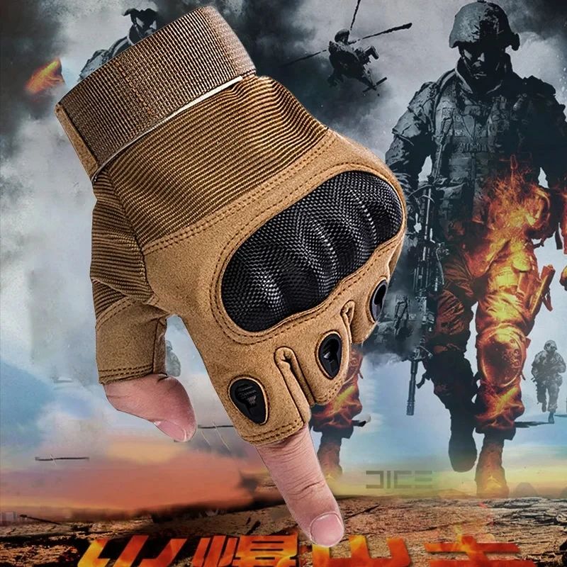 Guantes de medio dedo para hombre, guantes tácticos para exteriores, deportes, tiro, caza, Airsoft, motocicleta, ciclismo - imagen 5