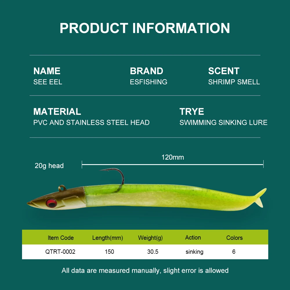 KESFISHING pesca Anguila de mar 15cm señuelo suave de plástico con cabeza de anzuelo cola de horquilla cebo de pesca para Lucio trucha lubina - imagen 4