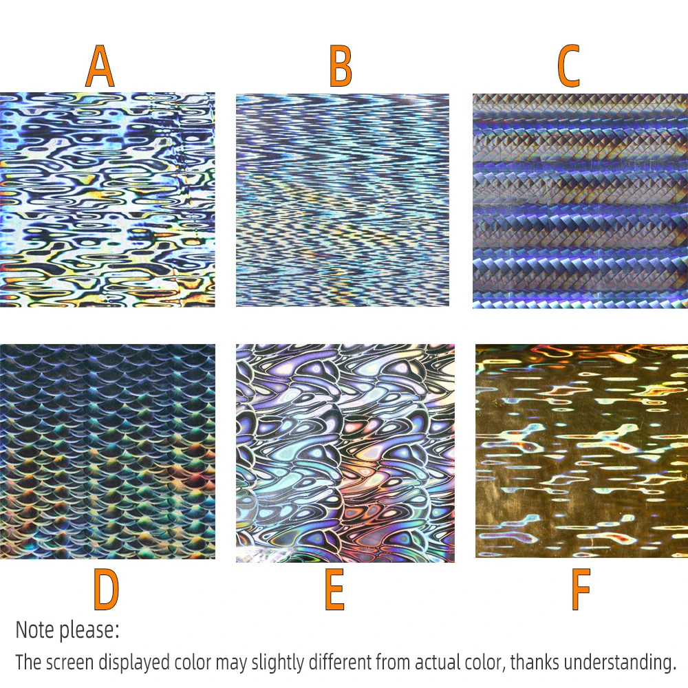WIFREO-Lámina de estampado en caliente de 120m x 8cm, señuelo de pesca artesanal, escamas de pescado, cuchara, plantilla de papel de cebo duro, película de transferencia holográfica, Material de piel - imagen 5