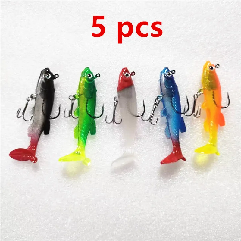 Cebo de pescado cebo biomimético cebo falso doble gancho cola en T cebo suave simulación biomimética señuelo señuelo señuelo cebo plomo pescado - imagen 2