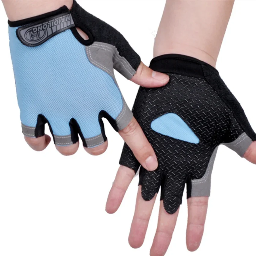 Guantes deportivos de medio dedo para hombre y mujer, guantes deportivos antideslizantes y antigolpes, mancuernas para levantamiento de pesas, guantes de entrenamiento de barra Horizontal - imagen 5