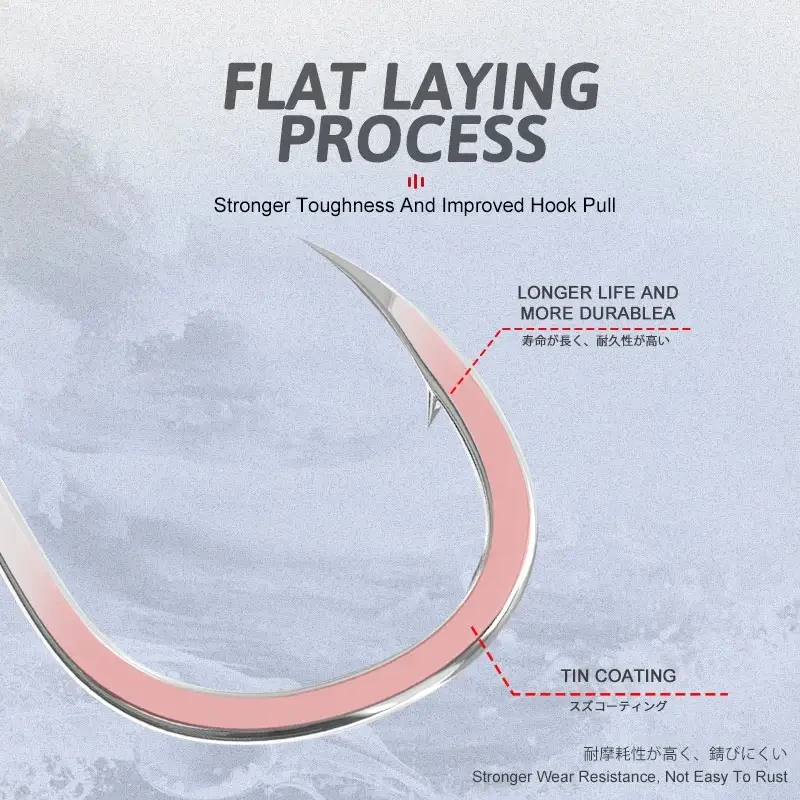 Anzuelos de Jigging lento con púas, gancho de asistencia doble, acero de alto carbono, Lucio, atún, agua salada, pesca en el mar - imagen 5