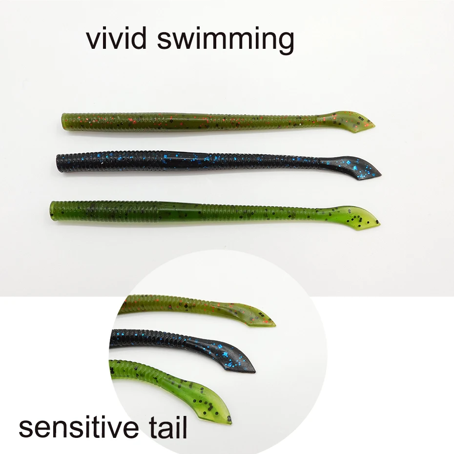 ESFISHING-señuelo de gusano de alta calidad, 100mm de corte para pesca de truchas y luccio en el lago del río - imagen 2