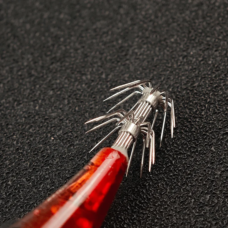 Señuelo electrónico LED para camarones con cabezal de anzuelo, juego de anzuelos de calamar, Señuelos de pesca duros, cola luminosa, cebo Artificial para lubina nocturna, 1 ud. - imagen 5