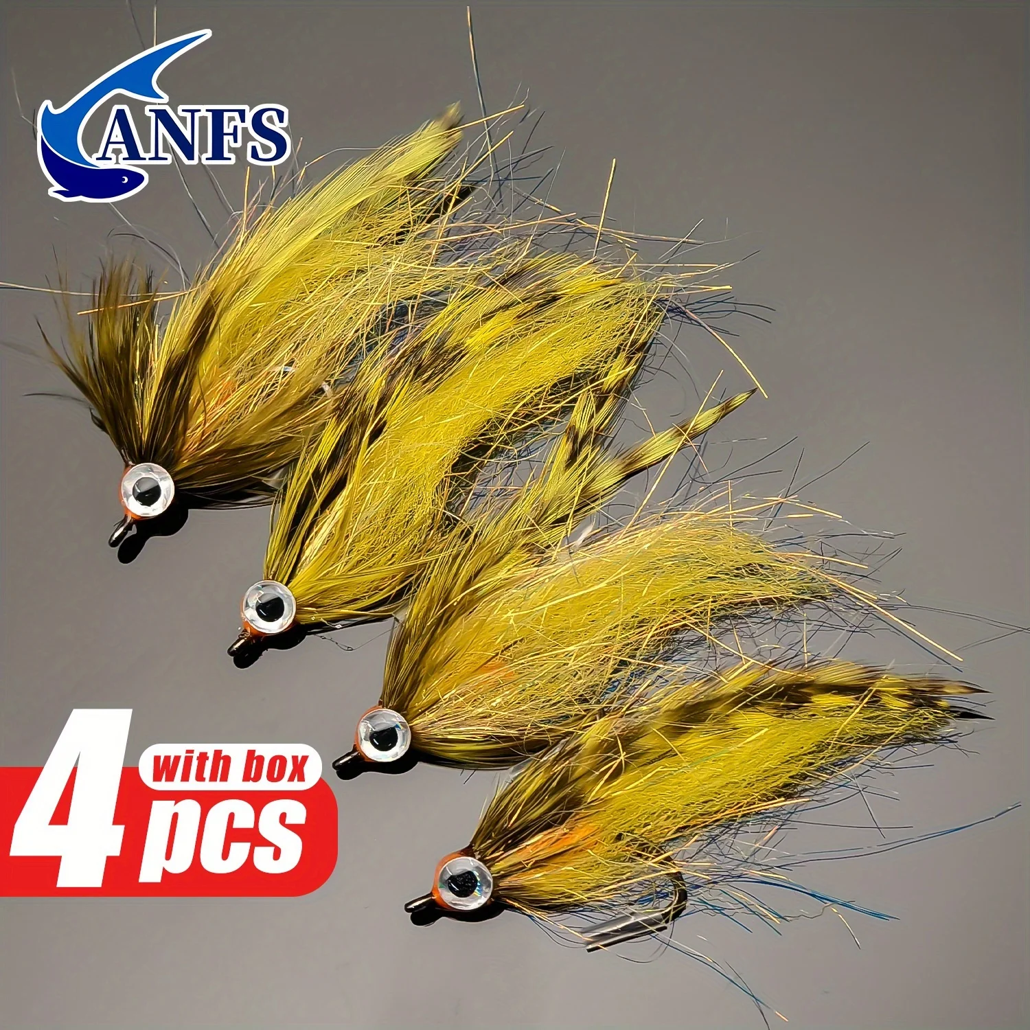 ANFS 4 señuelos de pesca con mosca-cola Grizzly, señuelo de mosca realista con serpentina de gran juego para salmón, lubina, truco-regalo Ideal para pescador - imagen 2