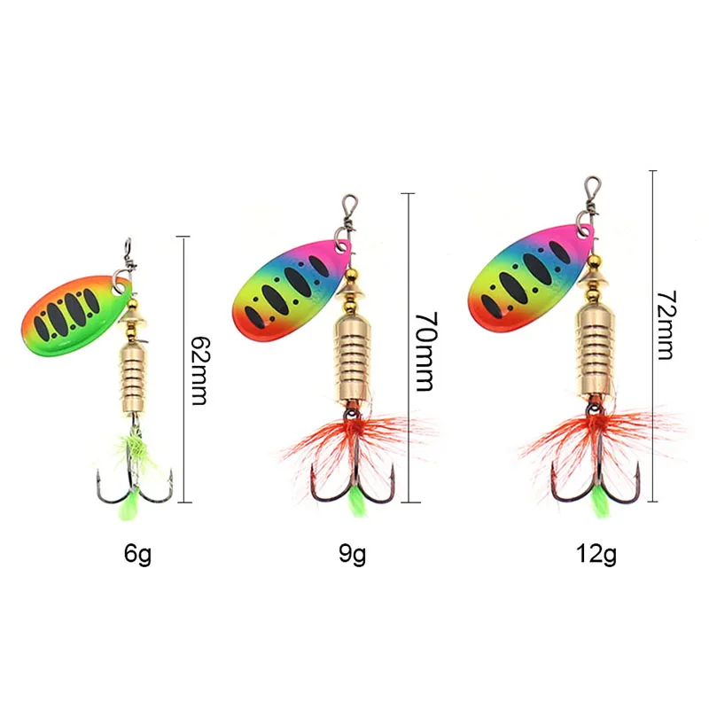 Señuelo giratorio lentejuelas metal anzuelos pluma lubina - imagen 5