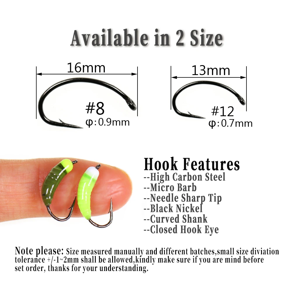 Wifreo-cabeza luminosa de cuentas de tungsteno, señuelo UV epoxi de hundimiento rápido, gusano, Mosca, trucha, pesca de insectos, 8 unidades - imagen 2