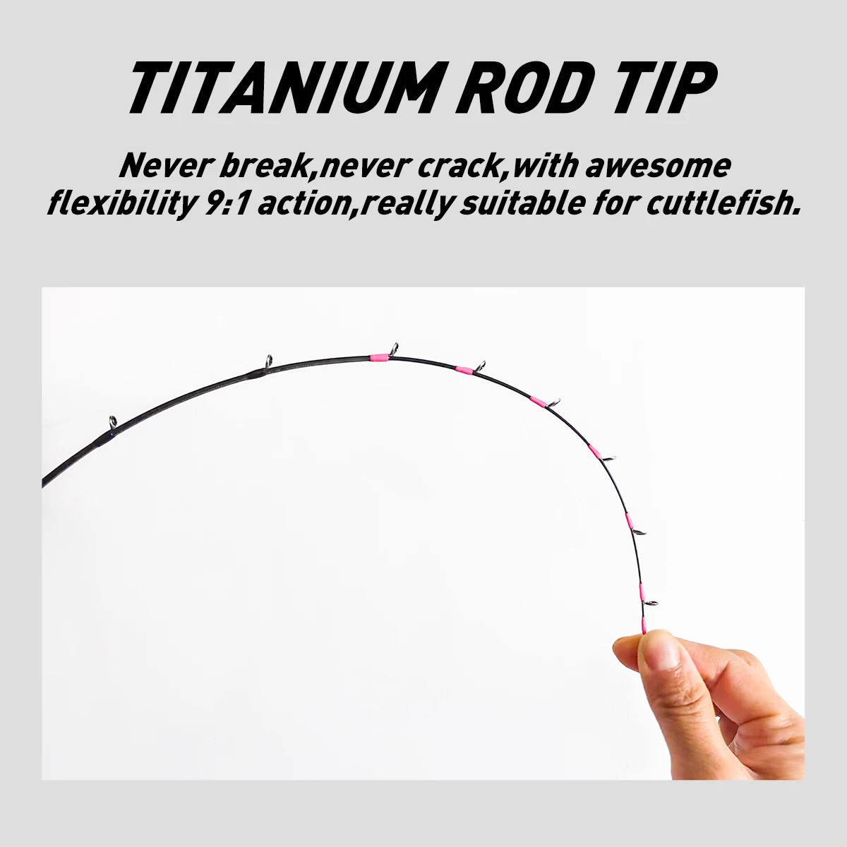 Caña de pescar de sepia Johncoo 1,5 m una sección con punta de titanio 43g caña de pescar de barco de fundición ligera - imagen 5