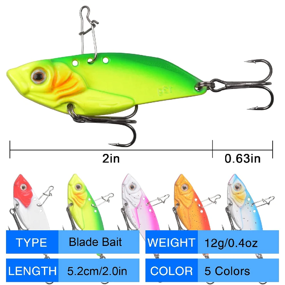 Señuelo de Metal VIB, cucharas de pesca Jigging, cebos de hoja de Metal duro, Señuelos de pesca de lubina, Swimbait para lubina, señuelo de trucha Walleye, 5 uds. - imagen 2