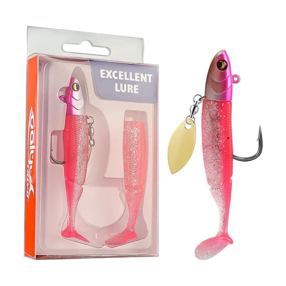 Cebo de lubina suave de silicona de alta calidad con anzuelo de plomo, señuelo de pececillo Artificial de 9,5 cm y 20g, cuchara giratoria suave, cebo de pesca - imagen 5