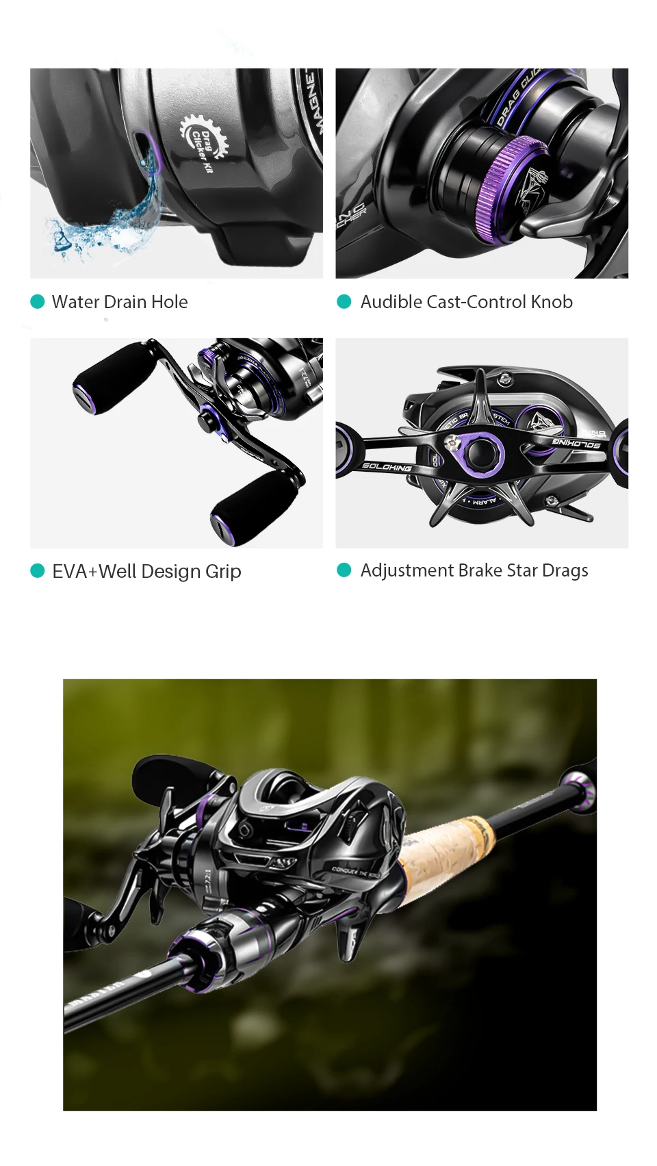 Experimentar precisión y comodidad con este carrete de pesca de alto rendimiento