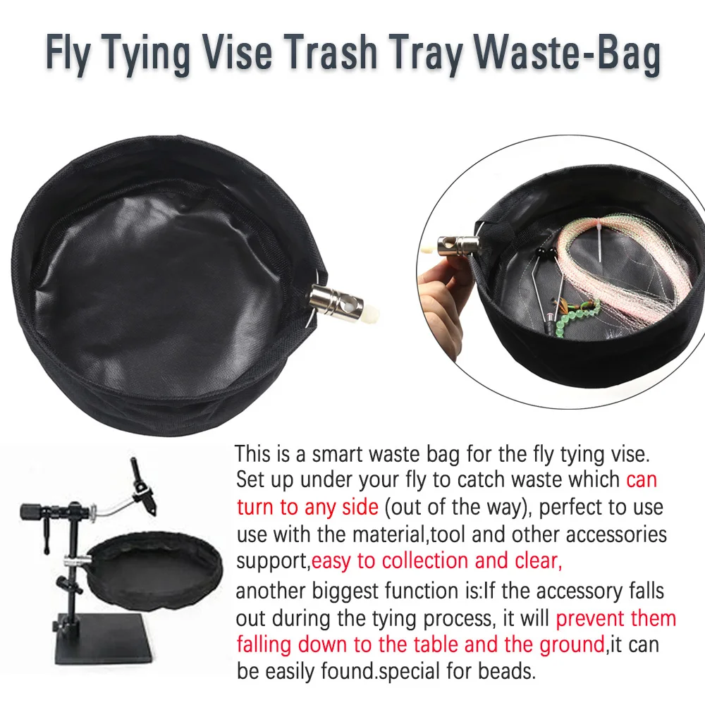 Wifreo-bandeja de basura para atar moscas, bolsa de basura, cesta de basura, tornillo de banco para atar moscas, soporte de basura, herramienta para atar moscas, aparejos de pesca - imagen 2