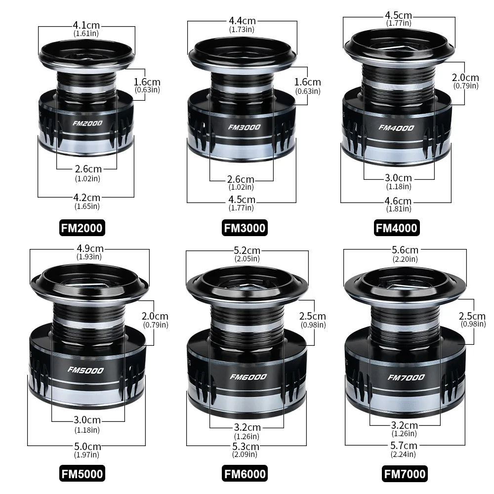 Carrete giratorio serie 1000 ~ 7000, relación de engranaje 5,2: 1, arrastre máximo de 22 libras, carrete de Metal de aleación de aluminio, carrete de pesca giratorio - imagen 5
