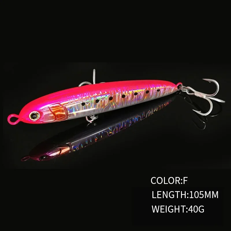 Señuelos de Pesca de lápiz de hundimiento rápido, cebo Artificial láser, Wobbler para atún de mar, trucha, Swimbait pesado, accesorios de pesca, 105mm, 40g - imagen 4