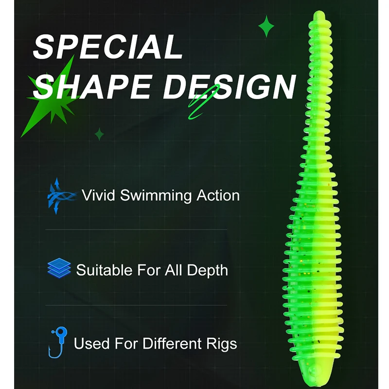 5 uds 7,6 cm 3,6g hilo de cola de aguja de dos colores pescado suave PVC Luya cebo suave - imagen 2