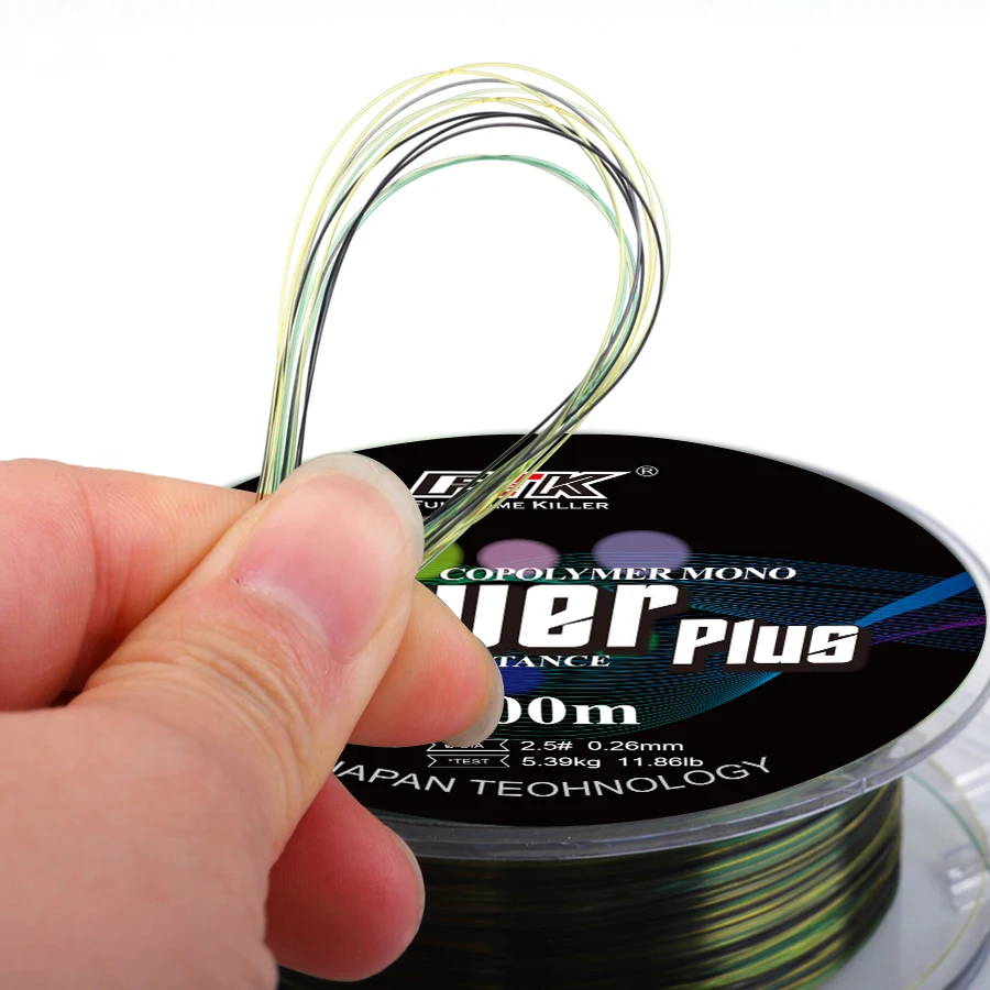 FTK 100/300/500m línea de pesca con revestimiento de tres colores 4.13LB-34.32LB línea de monofilamento de fibra de carbono línea de hundimiento de pesca de carpa - imagen 5