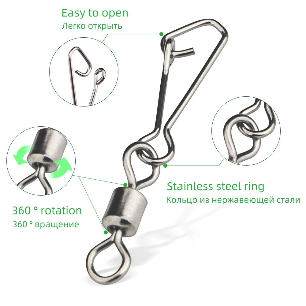 DNDYUJU 50 Uds conector de pesca barril giratorios Snap Rolling giratorios para anzuelos de pesca enlace accesorios de señuelo de pesca - imagen 3