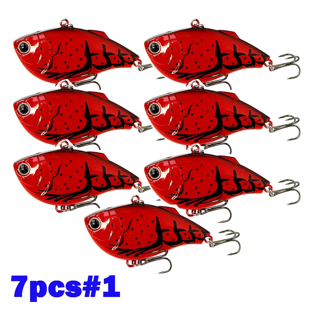 7pc 6cm 14,7g 3DR Vibe Crankbait vibración fundición larga hundimiento señuelo de pesca VIB pesca de invierno cebo duro sin labios para Lucio