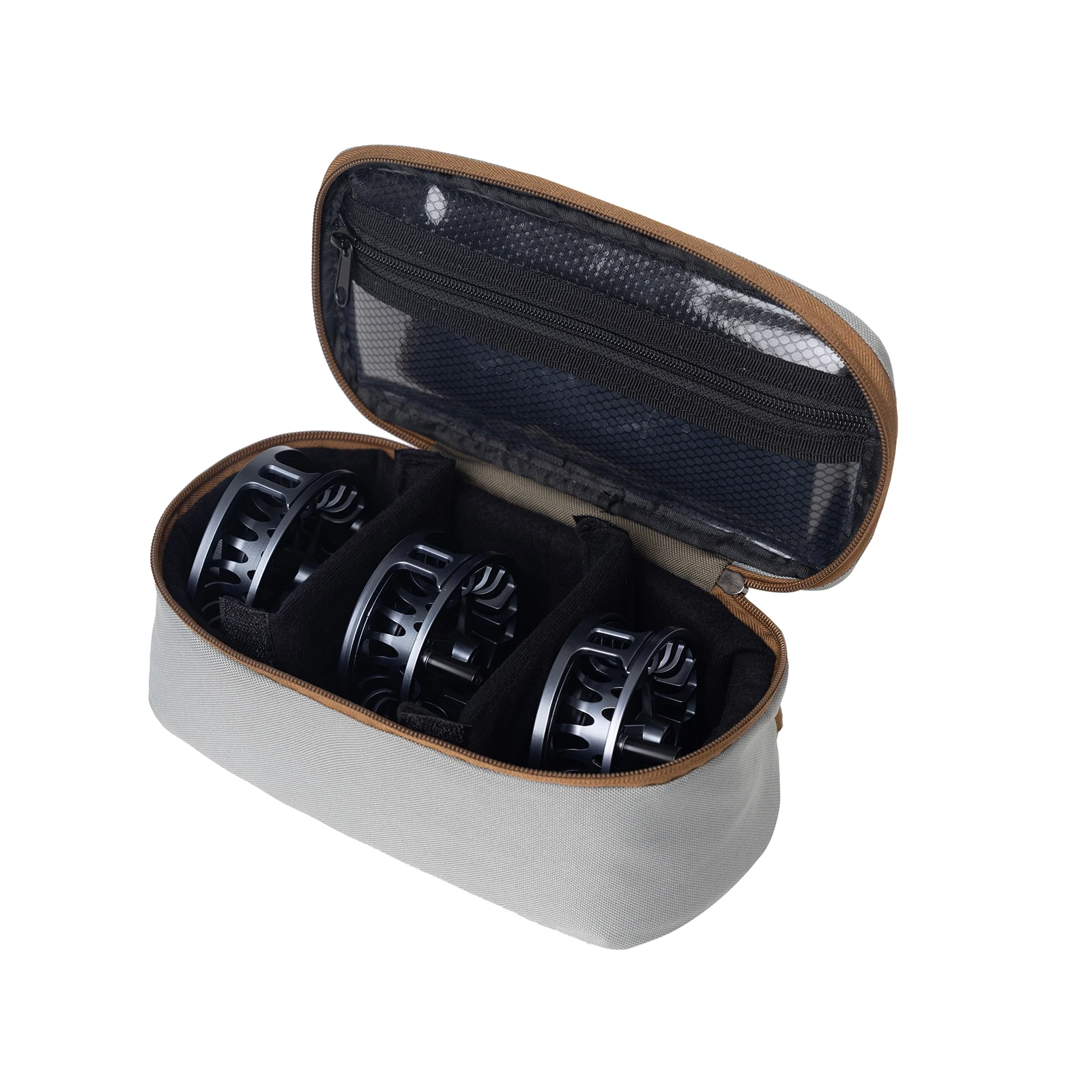 Kylebooker Estuche pequeño para carretes de pesca con mosca, organizador de aparejos portátil, bolsa de viaje para carretes con mosca